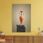 Bloemenvaas op rustieke houten boomplak canvas afdruk (Insitu (Woonkamer))