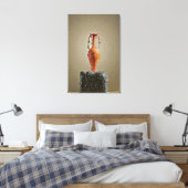 Bloemenvaas op rustieke houten boomplak canvas afdruk (Insitu (Slaapkamer))