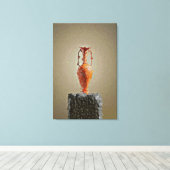 Bloemenvaas op rustieke houten boomplak canvas afdruk (Insitu (Houten vloer))