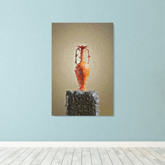 Bloemenvaas op rustieke houten boomplak canvas afdruk (Insitu (Houten vloer))