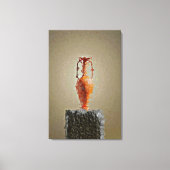 Bloemenvaas op rustieke houten boomplak canvas afdruk (Voorkant)