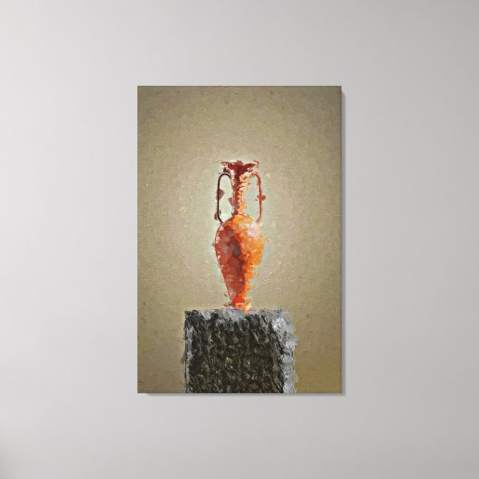 Bloemenvaas op rustieke houten boomplak canvas afdruk (Voorkant)