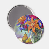 Bloemenvaas Peren Schilderen Kunst - Multi Magneet (Voorkant / Achterkant)
