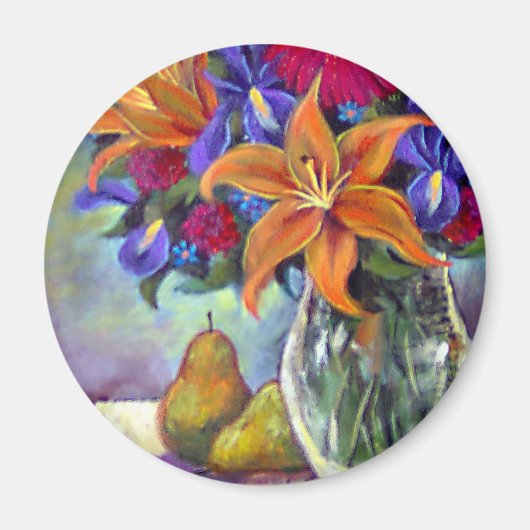 Bloemenvaas Peren Schilderen Kunst - Multi Magneet (Voorkant)