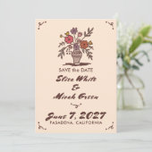 Bloemenvaas Rustieke Fantasie Schets Aangepaste Fo Save The Date (Staand voorkant)