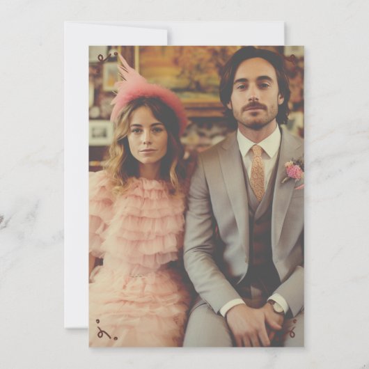 Bloemenvaas Rustieke Fantasie Schets Aangepaste Fo Save The Date (Achterkant)