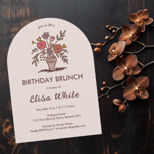 Bloemenvaas Rustieke grillige boog Custom Birthday Kaart