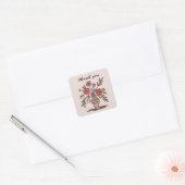 Bloemenvaas rustieke grillige schets dank u vierkante sticker (Envelop)