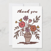 Bloemenvaas rustieke grillige schets neutrale kleu bedankkaart (Voorkant)