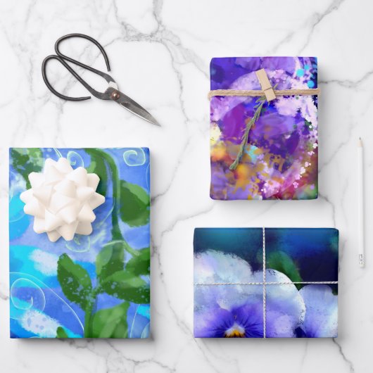 Bloemenvariëteit Verpakkingsdocument Vlakke Bladre Inpakpapier Vel (Voorkant)