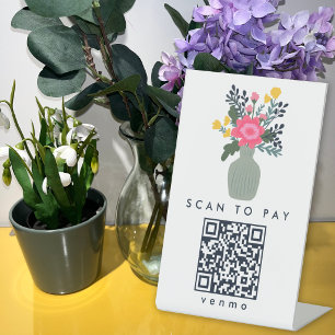 BLOEMENVAS Aangepaste Bloemist Markt QR Code om te Reclamebord Met Voetstuk