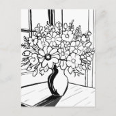 Bloemenvas Eenvoudige Schets Briefkaart (Voorkant)