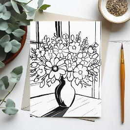 Bloemenvas Eenvoudige Schets Briefkaart