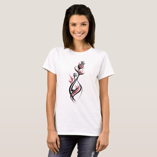 Bloemenvas Lijnkunst T-shirt (Voorkant volledig)