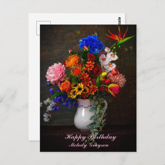 Bloemenvas Stilleven Gepersonaliseerde Verjaardag Briefkaart (Voorkant / Achterkant)