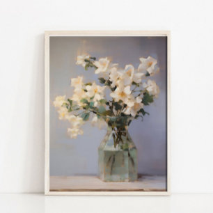 Bloemenvas Stilleven Schilderij, Neutraal Stilleve Poster