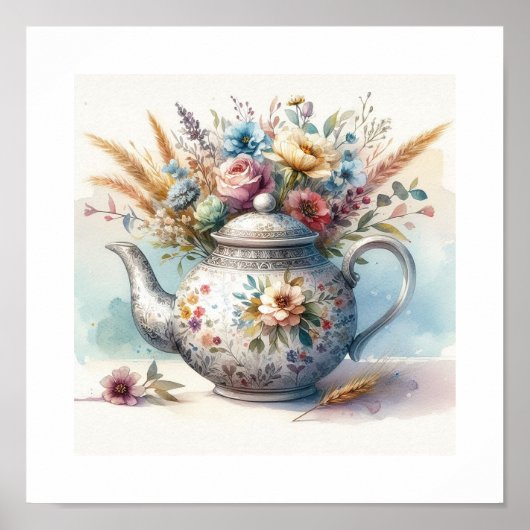Bloemenvas Theepot 2 Poster (Voorkant)