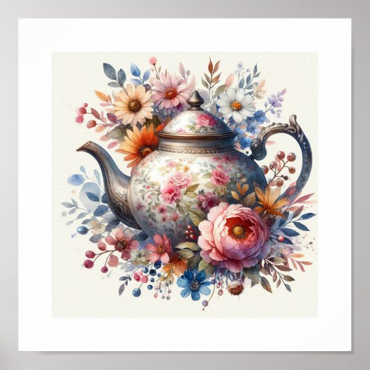 Bloemenvas Theepot 3 Poster (Voorkant)