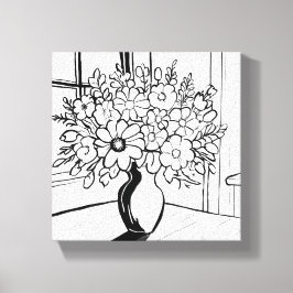 Bloemenvase Boeket Modern Minimalistisch Canvas Afdruk