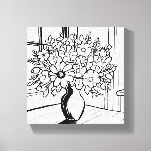 Bloemenvase Boeket Modern Minimalistisch Canvas Afdruk (Voorkant)