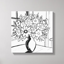 Bloemenvase Boeket Modern Minimalistisch Canvas Afdruk