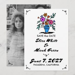 Bloemenvase Landelijk Whimsical Schattig Schets Z& Save The Date