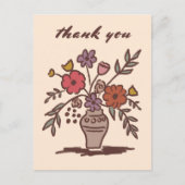 Bloemenvase Landelijk Whimsical Schets Bedankt Briefkaart (Voorkant)