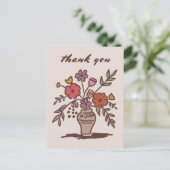 Bloemenvase Landelijk Whimsical Schets Bedankt Briefkaart (Staand voorkant)