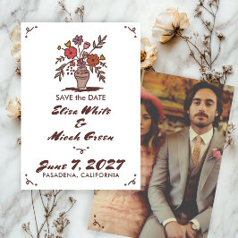 Bloemenvase Landelijk Whimsical Schets Eigen Foto Save The Date