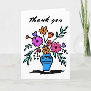 Bloemenvase Losse Whimische Schets Chic Kleurrijk Bedankkaart