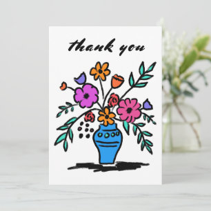 Bloemenvase Losse Whimse Tekening Kleurrijk Stoutm Bedankkaart