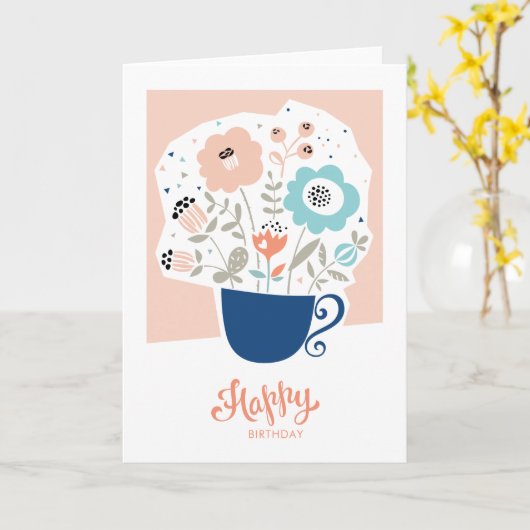 Bloemenvase Verjaardagskaart Kaart (Gele Bloem)