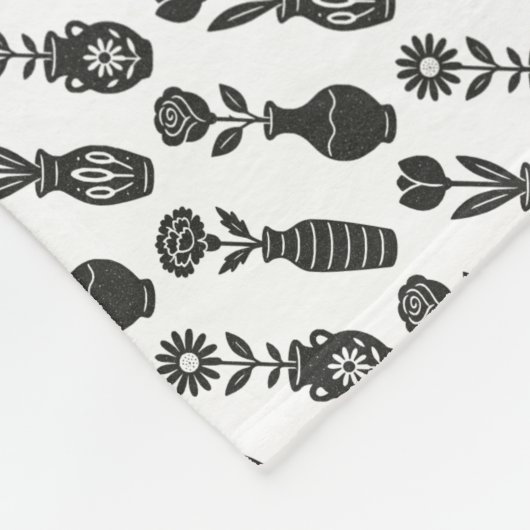 Bloemenvazen fleece deken (Hoek)