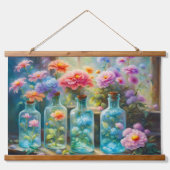 Bloemenvazen gevuld met prachtige, levendige bloem hangend wandkleed (Voorkant)