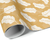 bloemenveer | Gouden en witte bladeren Cadeaupapier (Rol Hoek)