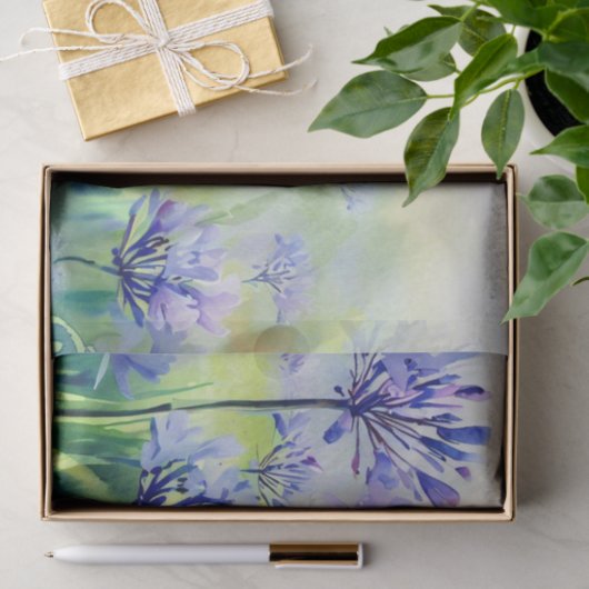 Bloemenveld-Agapanthus, d) Waterverf Tissuepapier (Geschenk)