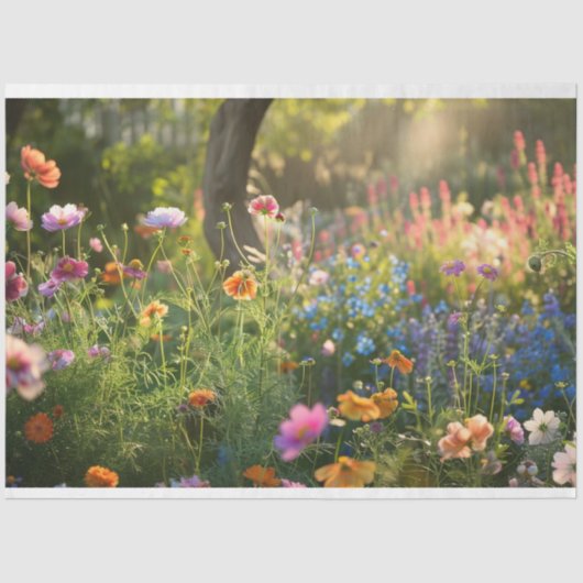 Bloemenveld decoupage tissuepapier (Voorkant)