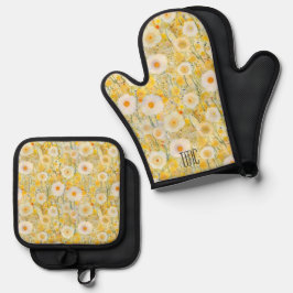 Bloemenveld Geel Sinaasappel Natuur Happy Fun Ovenwant & Pannenlap Set