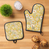 Bloemenveld Geel Sinaasappel Natuur Happy Fun Ovenwant & Pannenlap Set (Top down)