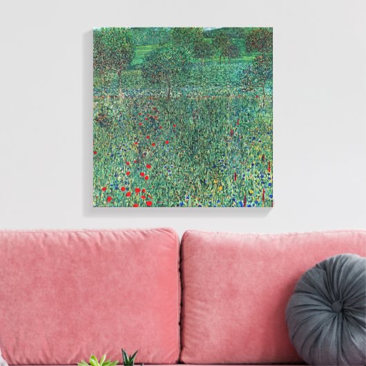 Bloemenveld in Litzlberg Klimt, Vintage Landschap Canvas Afdruk (Insitu (Woonkamer))