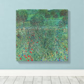 Bloemenveld in Litzlberg Klimt, Vintage Landschap Canvas Afdruk (Insitu (Houten vloer))