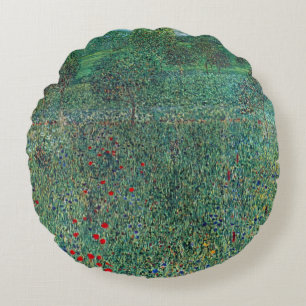 Bloemenveld in Litzlberg Klimt, Vintage Landschap Rond Kussen