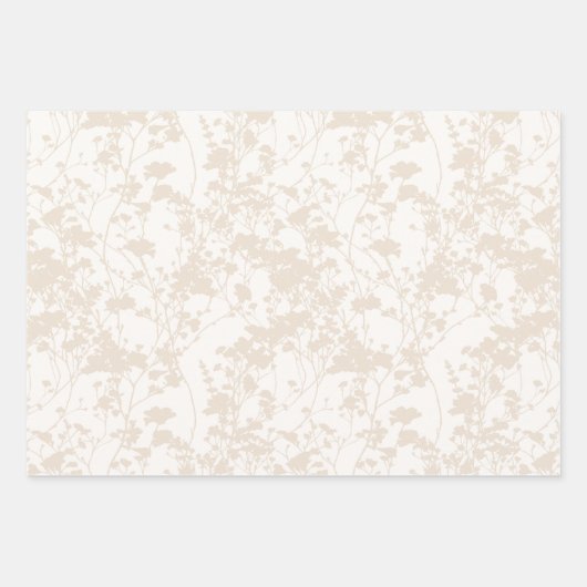 Bloemenveld (Ivoor - Champagne) Inpakpapier Vel (Voorkant)