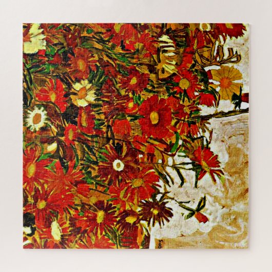 Bloemenveld - Kunstwerk van Egon Schiele Legpuzzel (Horizontaal)