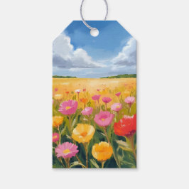 Bloemenveld Landschap Schilderen Aquarel Cadeaulabel