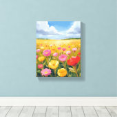 Bloemenveld Landschap Schilderkunst Canvas Afdruk (Insitu (Houten vloer))