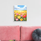 Bloemenveld Landschap Schilderkunst Canvas Afdruk (Insitu (Woonkamer))