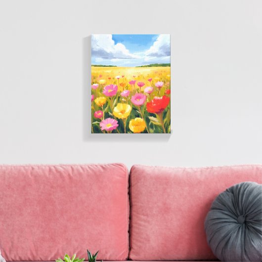 Bloemenveld Landschap Schilderkunst Canvas Afdruk (Insitu (Woonkamer))