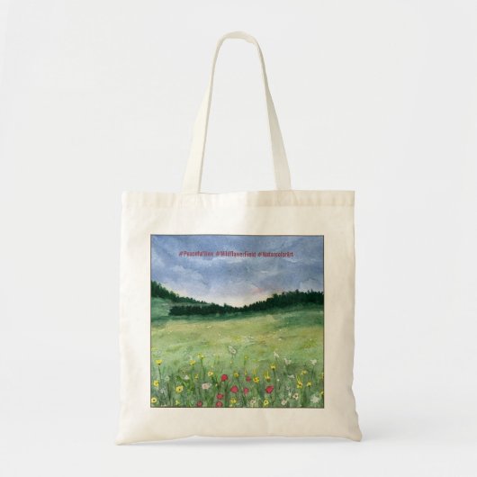 Bloemenveld Landschap Tote Bag (Voorkant)