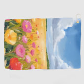 Bloemenveld Landschapschilderkunst Golfhanddoek (Horizontaal)